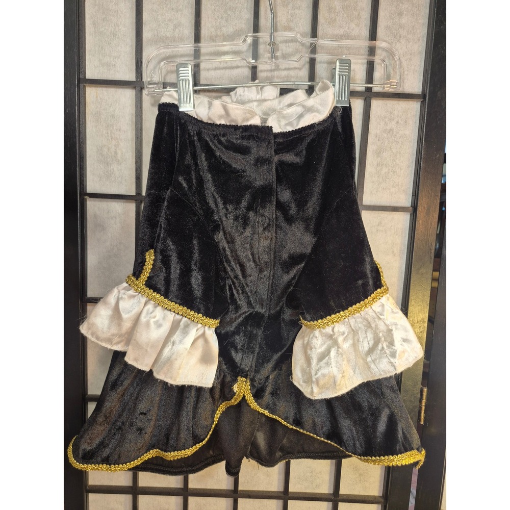Black Velvet Pirate DOG Costume Jacket Gold Trim Ruffle Cuffs Colonial Halloween